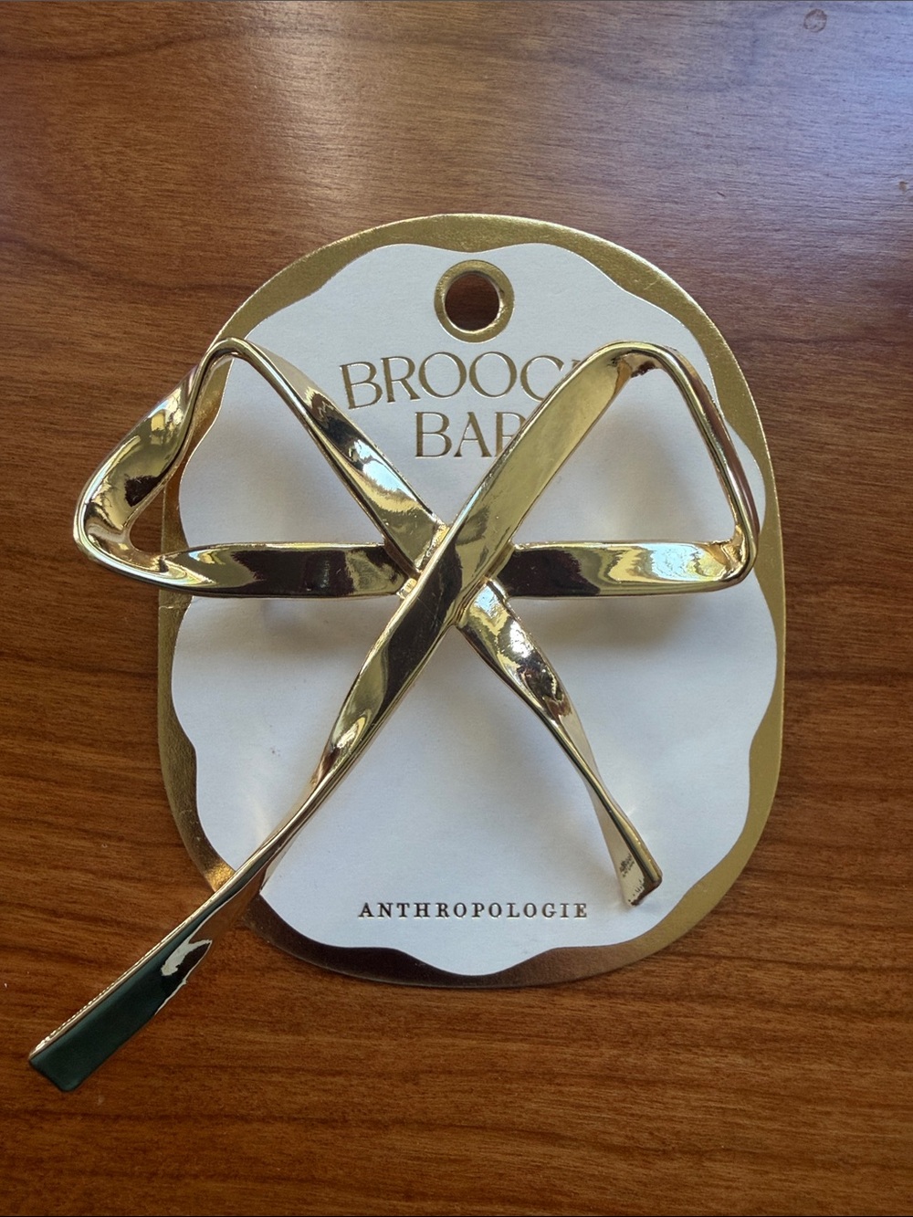 Anthropologie Brooch Shiny Gold